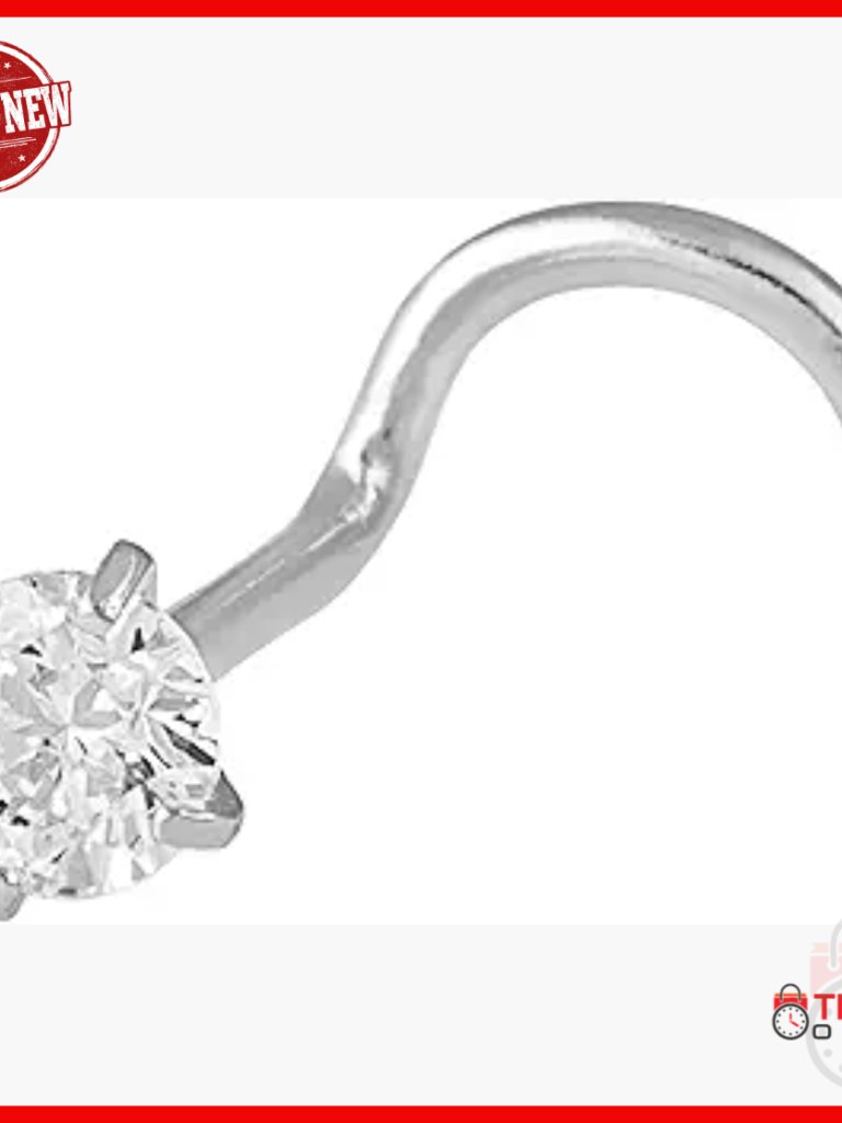 14k White Gold Diamond Nose Stud 20 Gauge Screw Body Jewelry